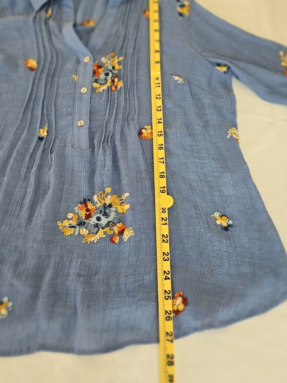 FIGUEROA & FLOWER 2-Piece Set Floral Embroidered Blue Tunic Blouse Cami Size 1X - Picture 10 of 16